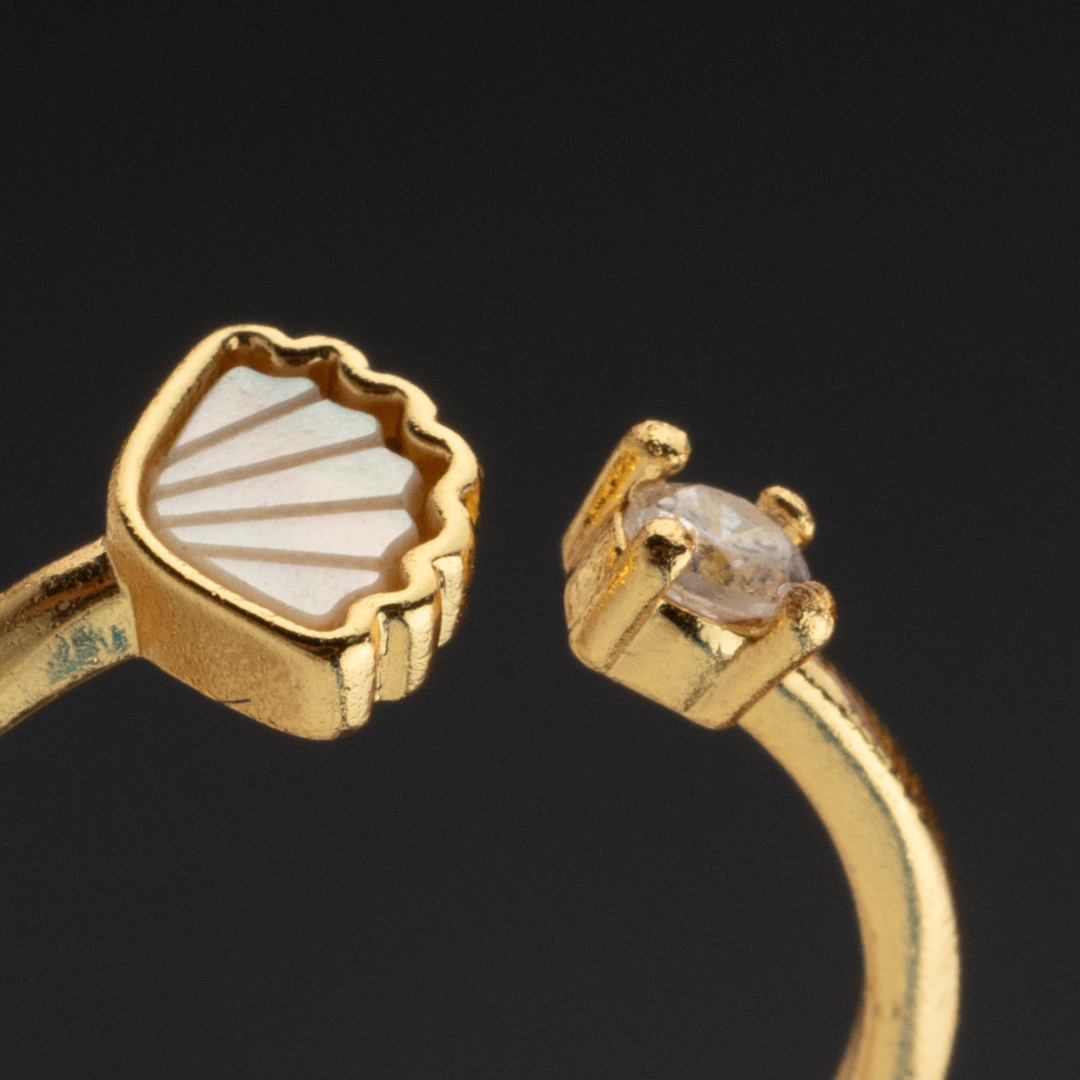 Anillo Rodio Concha Nacar Circón