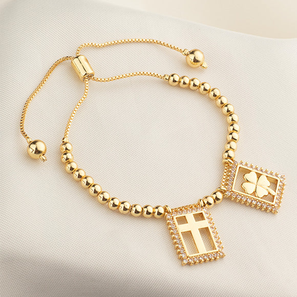 Pulsera Rodio Trebol Cruzador