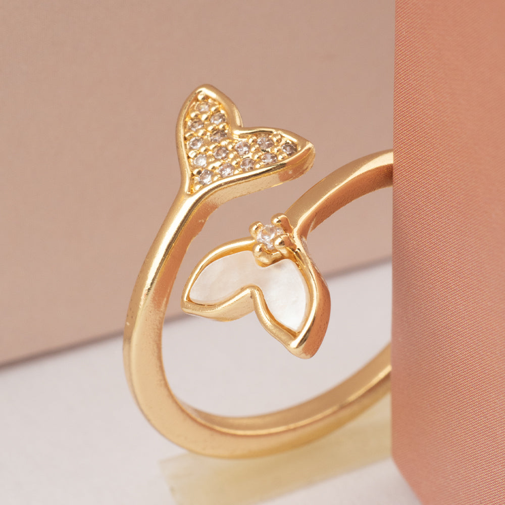 Anillo Rodio Cola Sirena Nacar Circonada