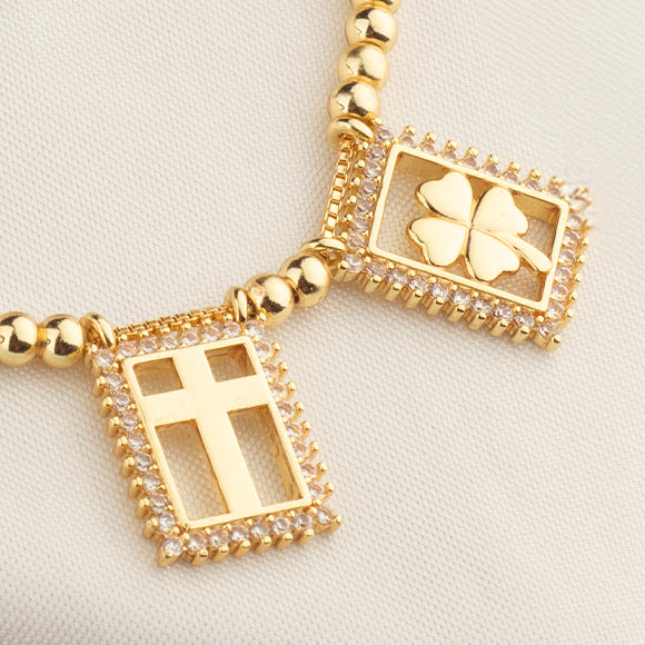 Pulsera Rodio Trebol Cruzador