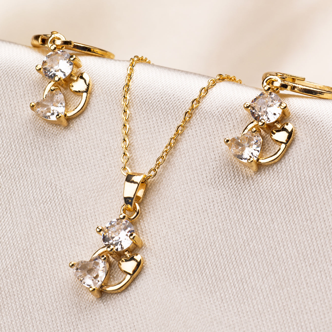 Juego Rodio Doble Circón