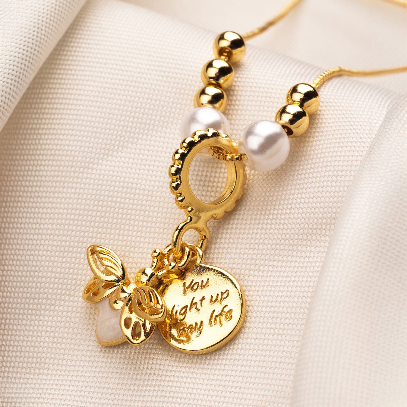 Juego Rodio Abeja Blanca Dorada