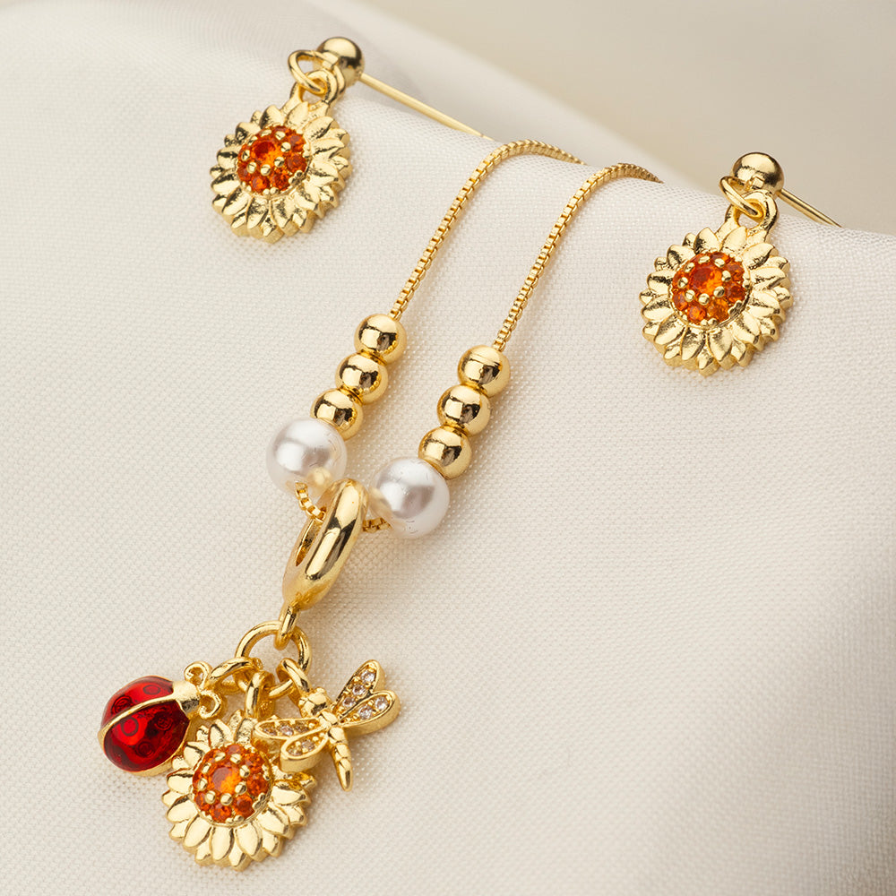 Juego Girasol & Libélula Dorado