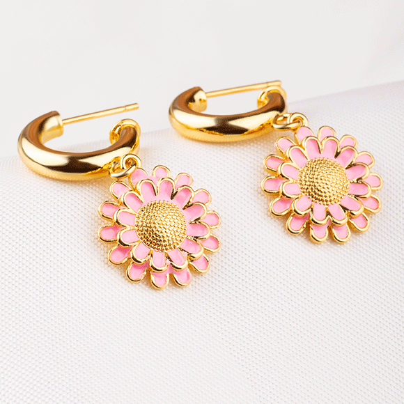 Arete Rodio Flor Rosa