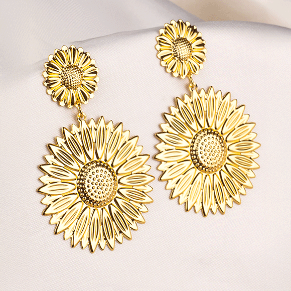 Arete Rodio Doble Girasol Gold
