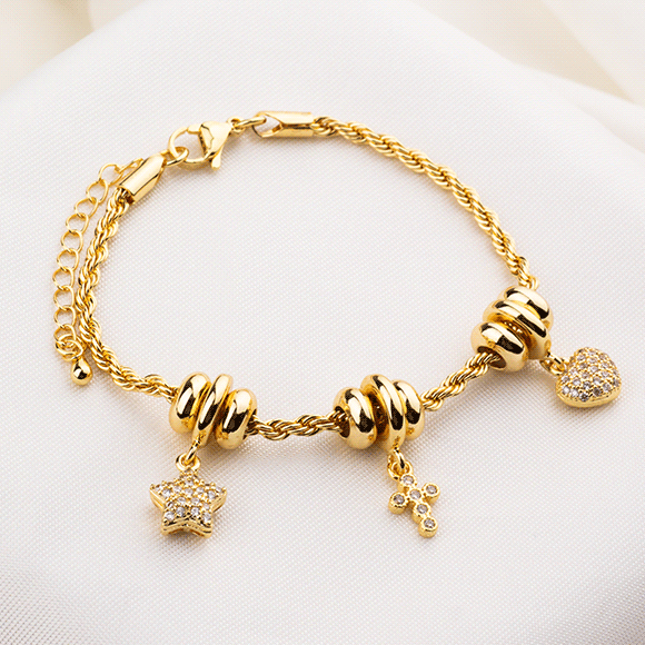 Pulsera Rodio Cora Estrella Cir Cruz