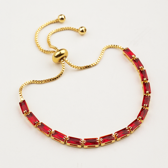 Pulsera Rodio Diamantes Rojos