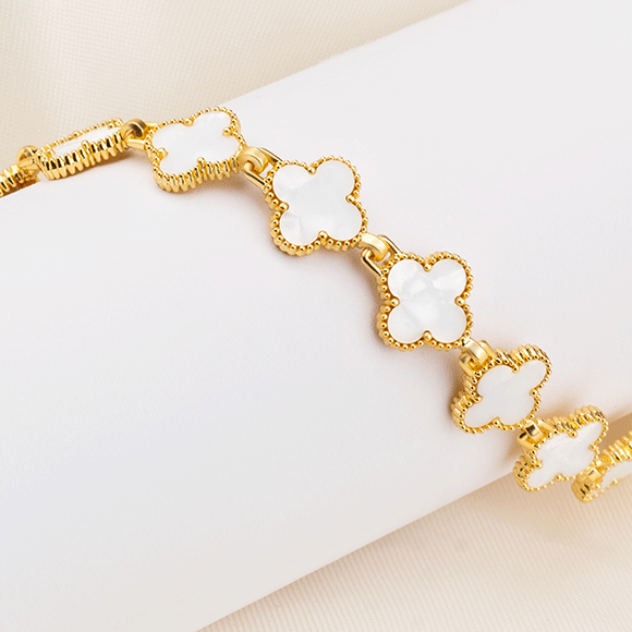 Pulsera Rodio Trebol Blanco