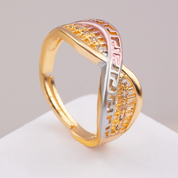 Anillo Rodio Tres Oros Cruzado Mall Cir