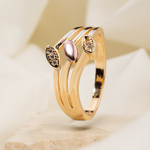 Anillo Rodio Tres Oros Trio Ovalados