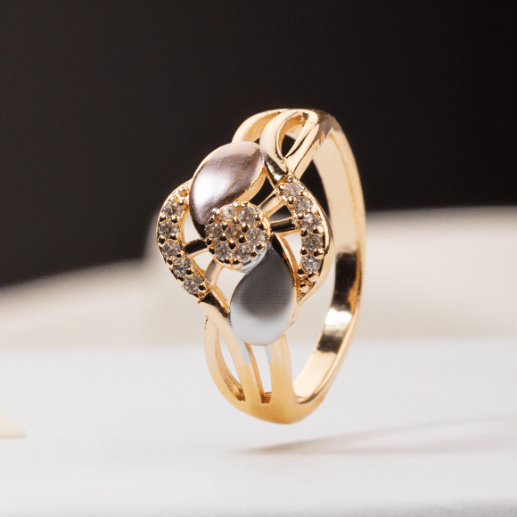 Anillo Rodio Tres Oros Doble Gota