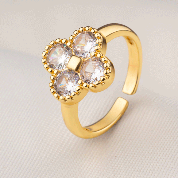 Anillo Rodio Trebol Elegant Cir