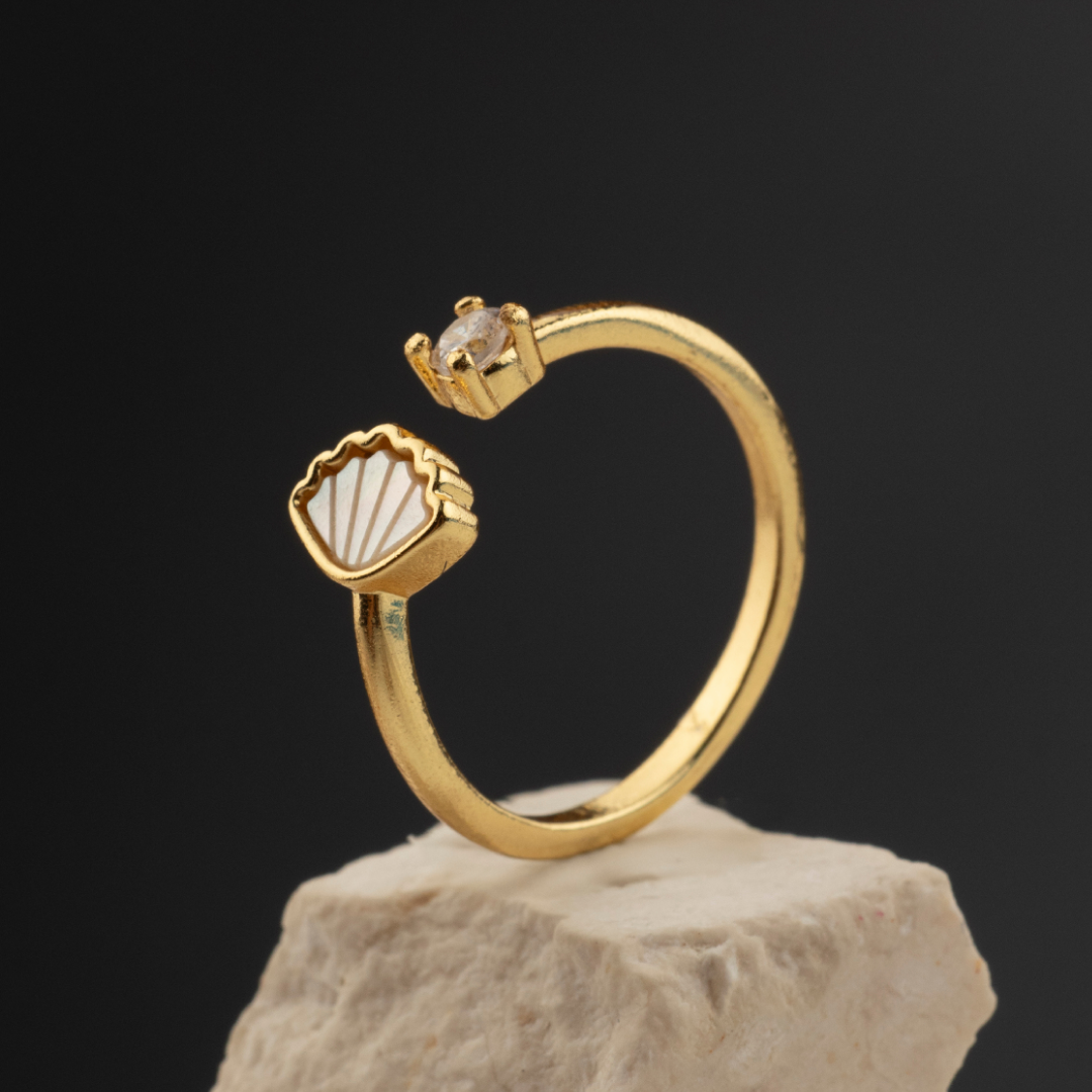 Anillo Rodio Concha Nacar Circón